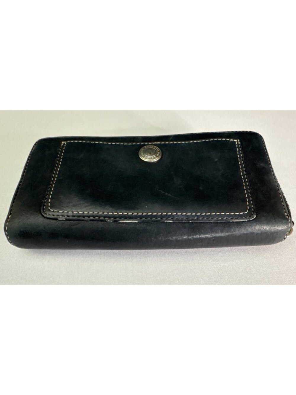 Coach Chelsea Black Pebbled Leather Accordion Zip Wallet Purple Interior Vintage - Picture 11 of 13
